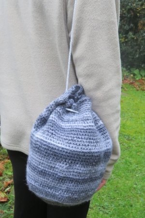 Hand Crocheted blue tote bag