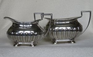Silver Plated Cream and Sugar by Walker and Hall 1903